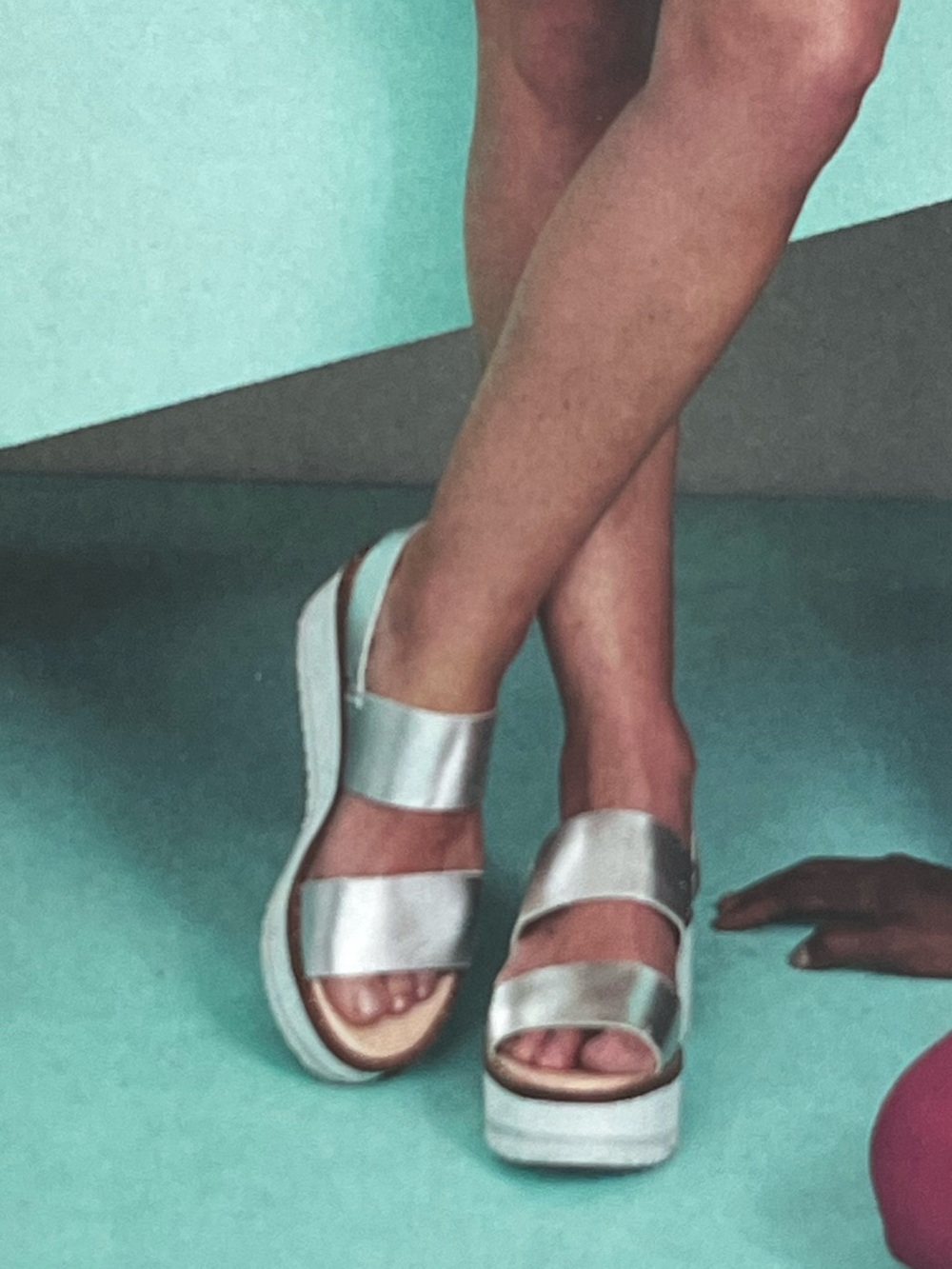 Zara Silver Metallic Platform Wedge Sandals
